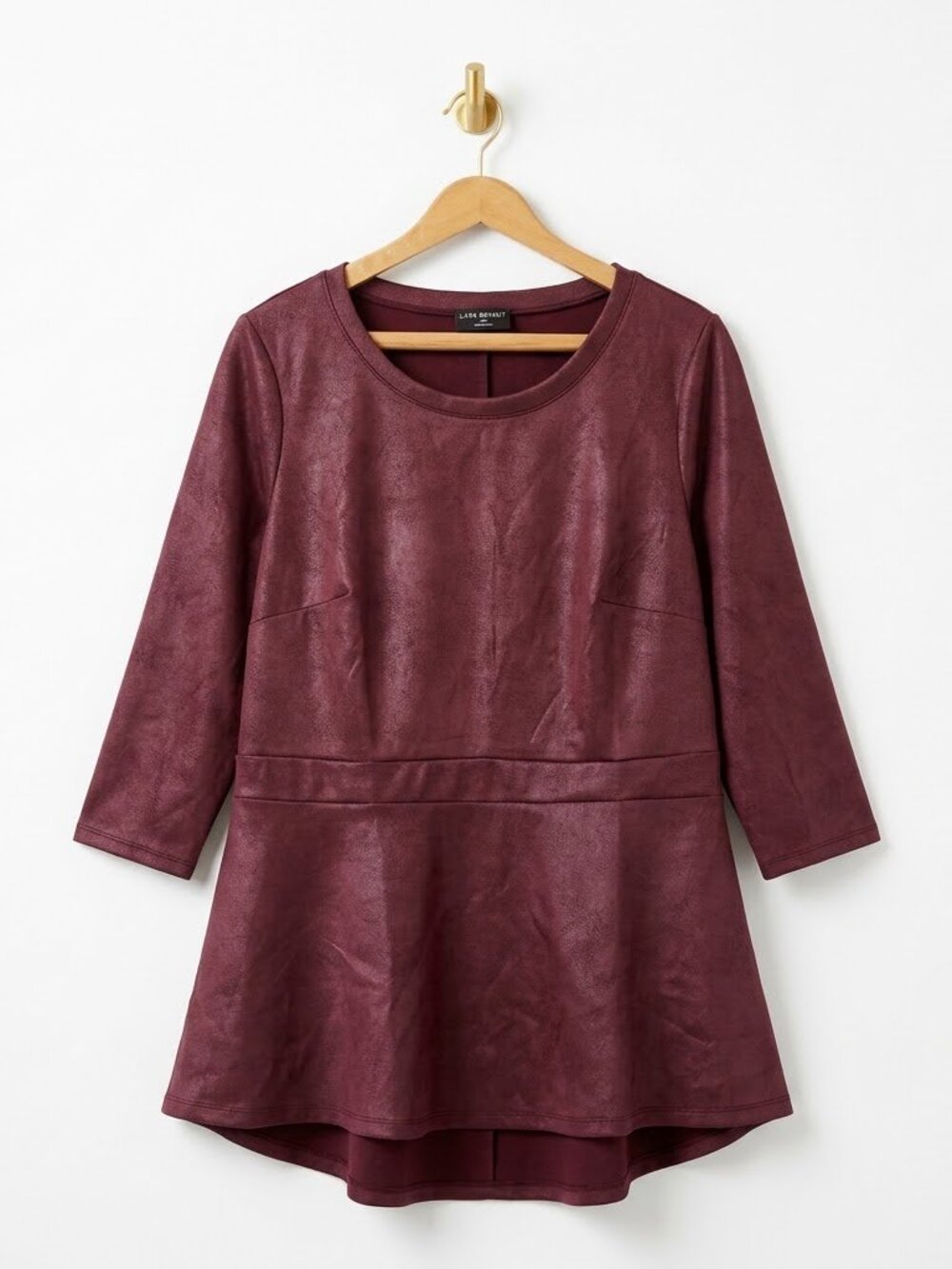 Lane Bryant Faux Leather Top Size 18/20 Burgundy Maroon Peplum Hem Party Holiday